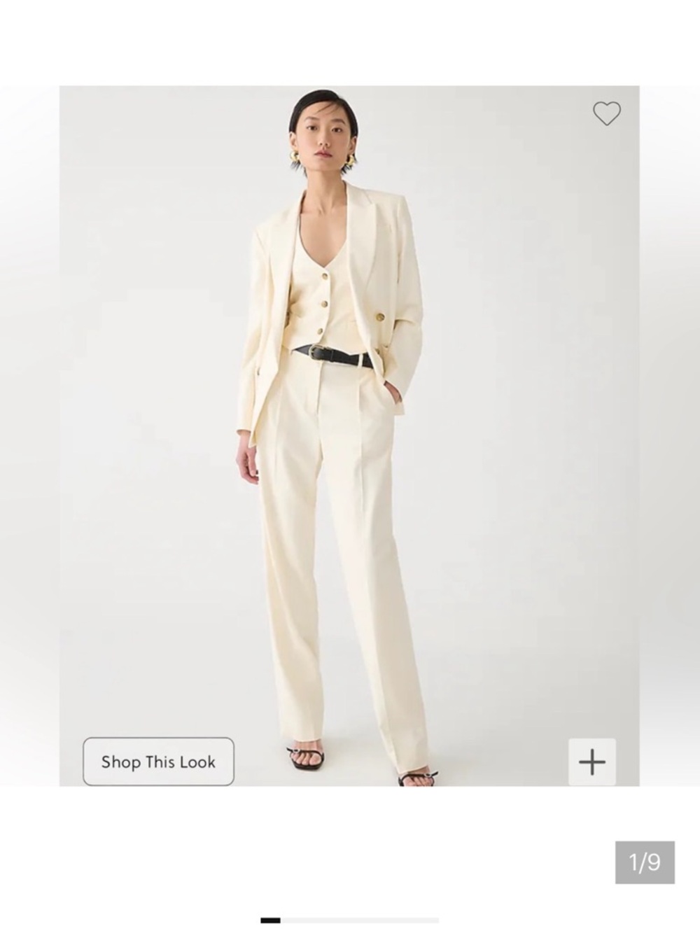 J. Crew Essential Wide Leg Pant in City Twill Ivory Size 8 BZ289 career wear